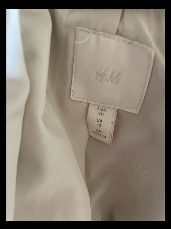 Veste blazer couleur marron crème chiné boutons blanc et doré chic H&M - photo numéro 5