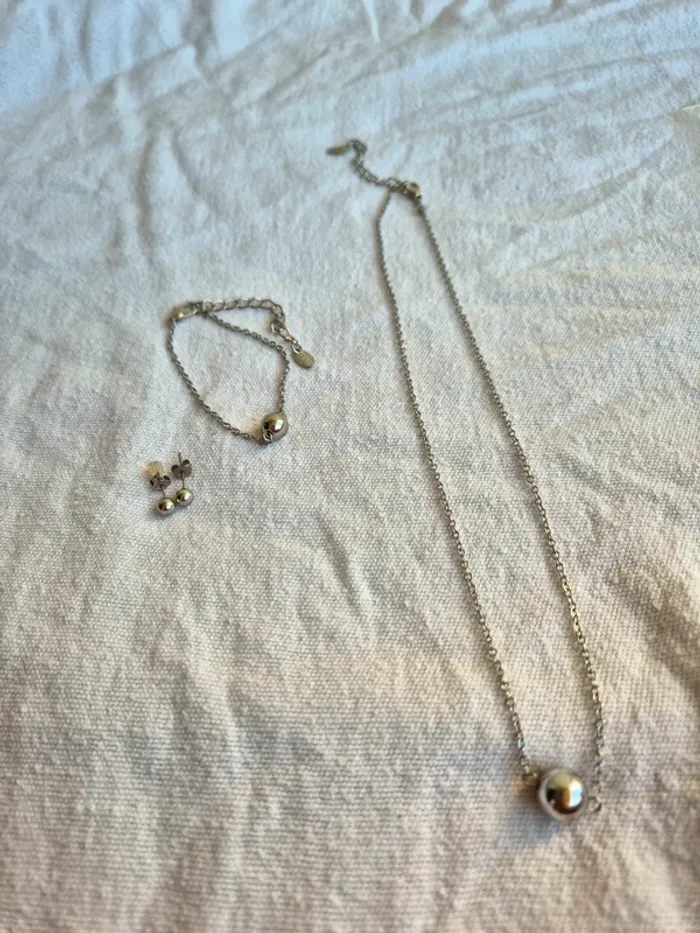 Parure bijoux argenté