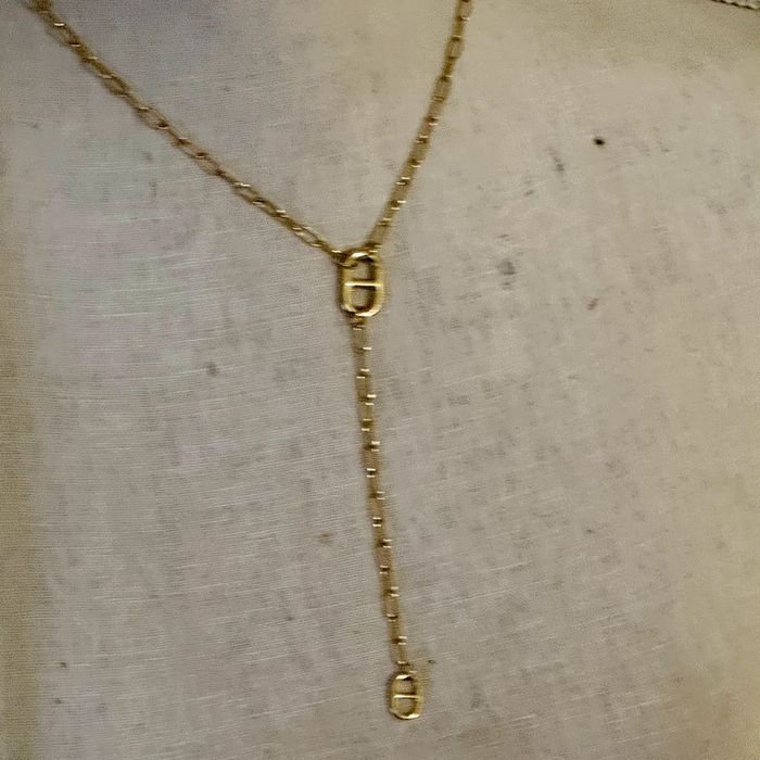 Collier V chaîne épaisse maillons farandole acier inoxydable or réglable - photo numéro 5