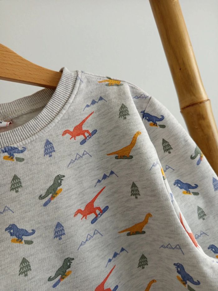 Sweat gris motifs dinosaures multicolores 10 ans - photo numéro 3