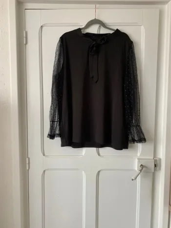 Blouse à manches longues transparente à pois noir femme - Taille 3XL Shein Curve