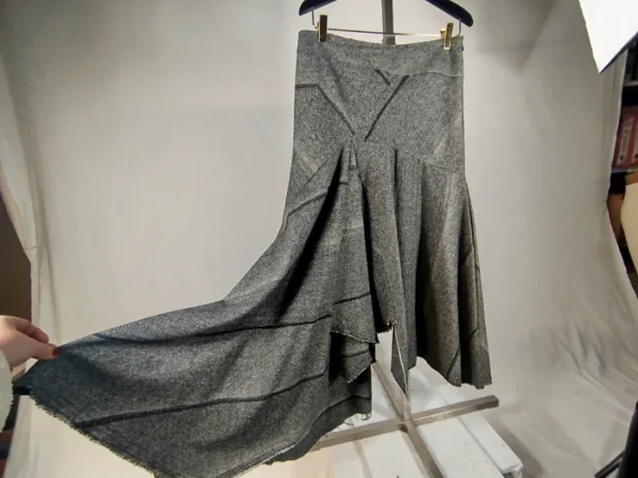 Ensemble veste + jupe en laine Gris Jupe asymétrique | Helena Sorel - A834 - photo numéro 13