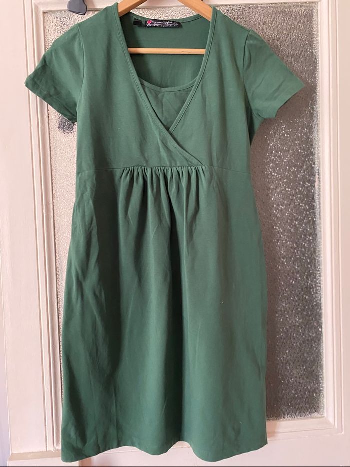 Robe grossesse en coton vert BPC
