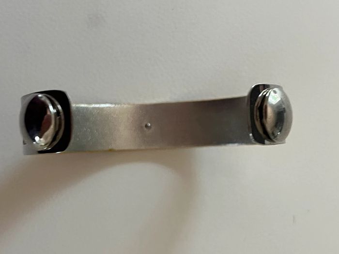 Bracelet manchette acier cuir jaune neuf - photo numéro 3