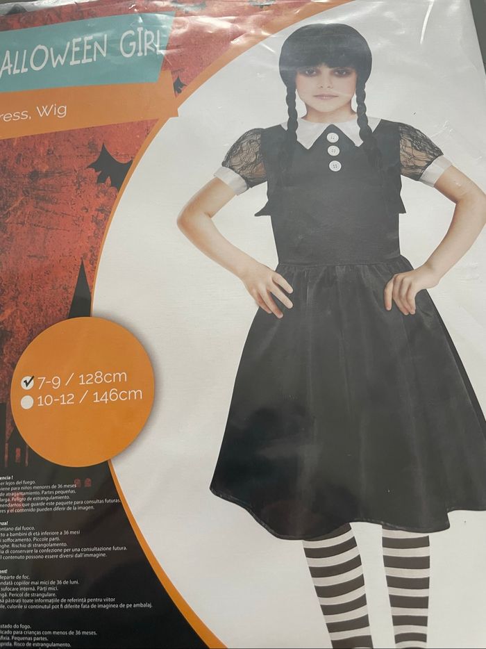 Déguisement : robe et perruque Mercredi Addams T 7-9 ans - photo numéro 4
