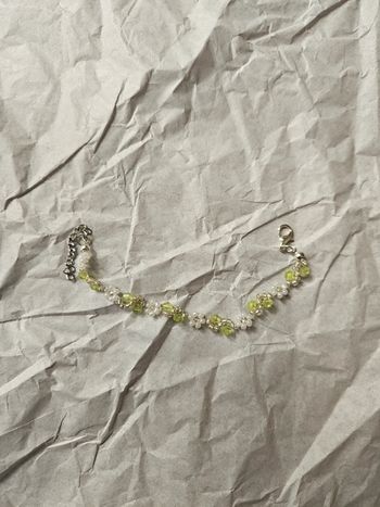 Bracelet fait main vert blanc argenté