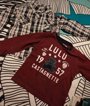 Chemise avec tee shirt haut manche longue lulu castagnette