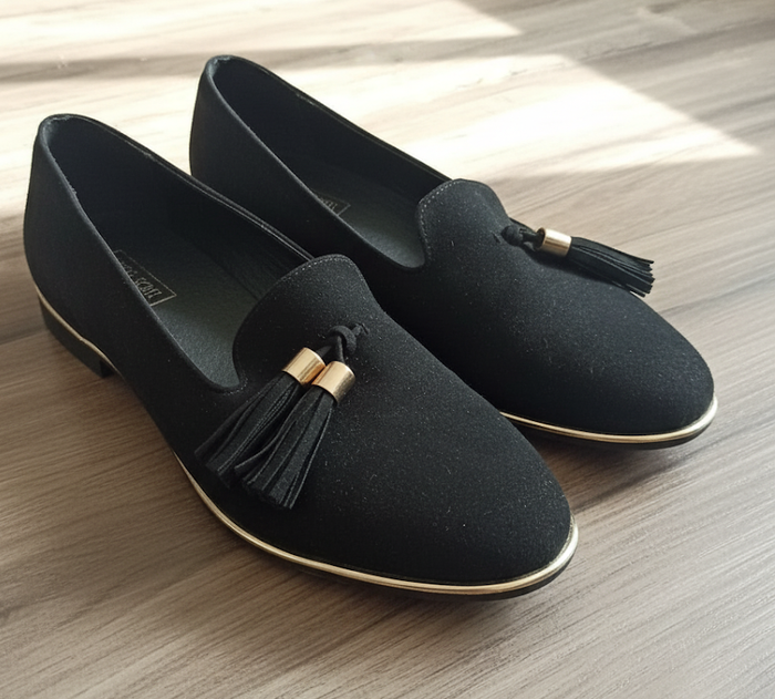 Mocassins Noirs Élégants à Pompon & Détail Doré - photo numéro 2