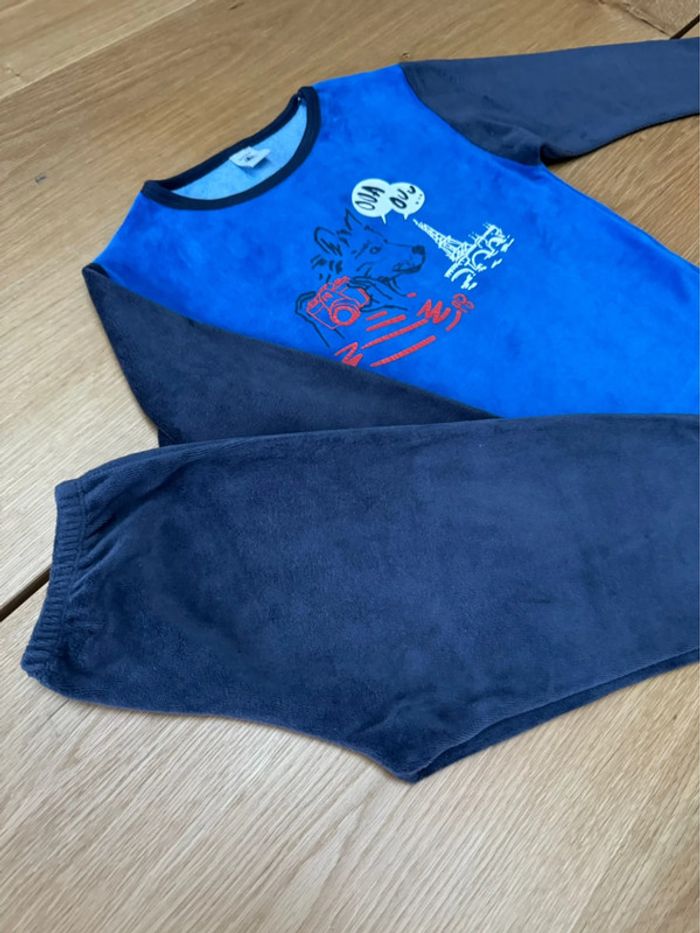 Pyjama 2 pièces en velours bleu/bleu marine - Taille 6 Ans - photo numéro 3