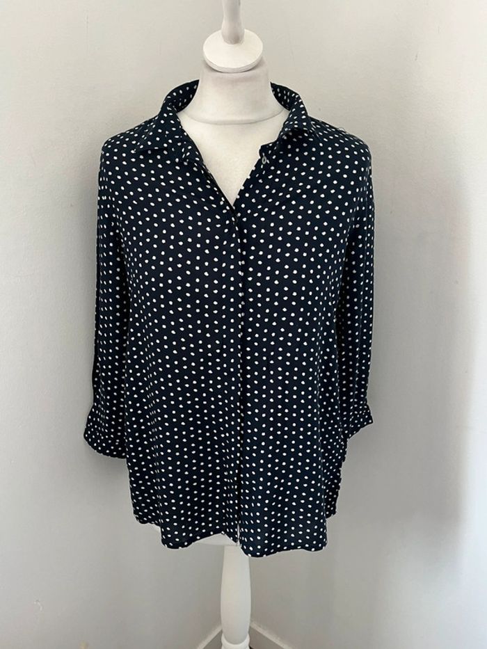 Chemisier marine motifs blanc Zara S