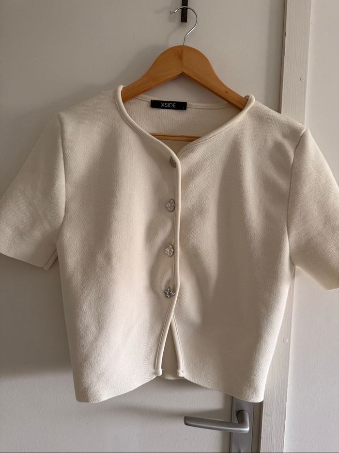 Cardigan manche courte boutonné - photo numéro 3