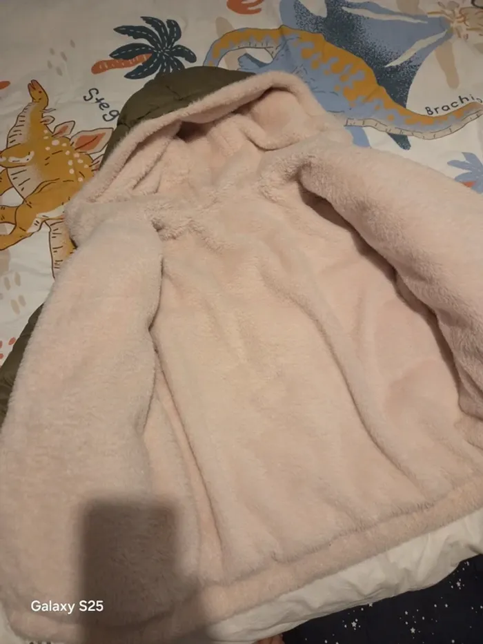 Doudoune chaude kaki et fourrure beige XS - photo numéro 4