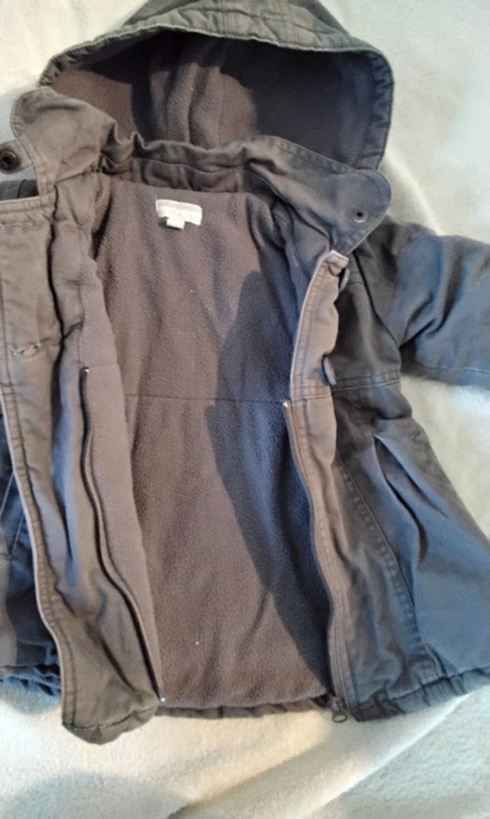 Blouson à capuche,  gris  ,fermeture et boutons,  poches,  Kimbaloo,  12 mois - photo numéro 3