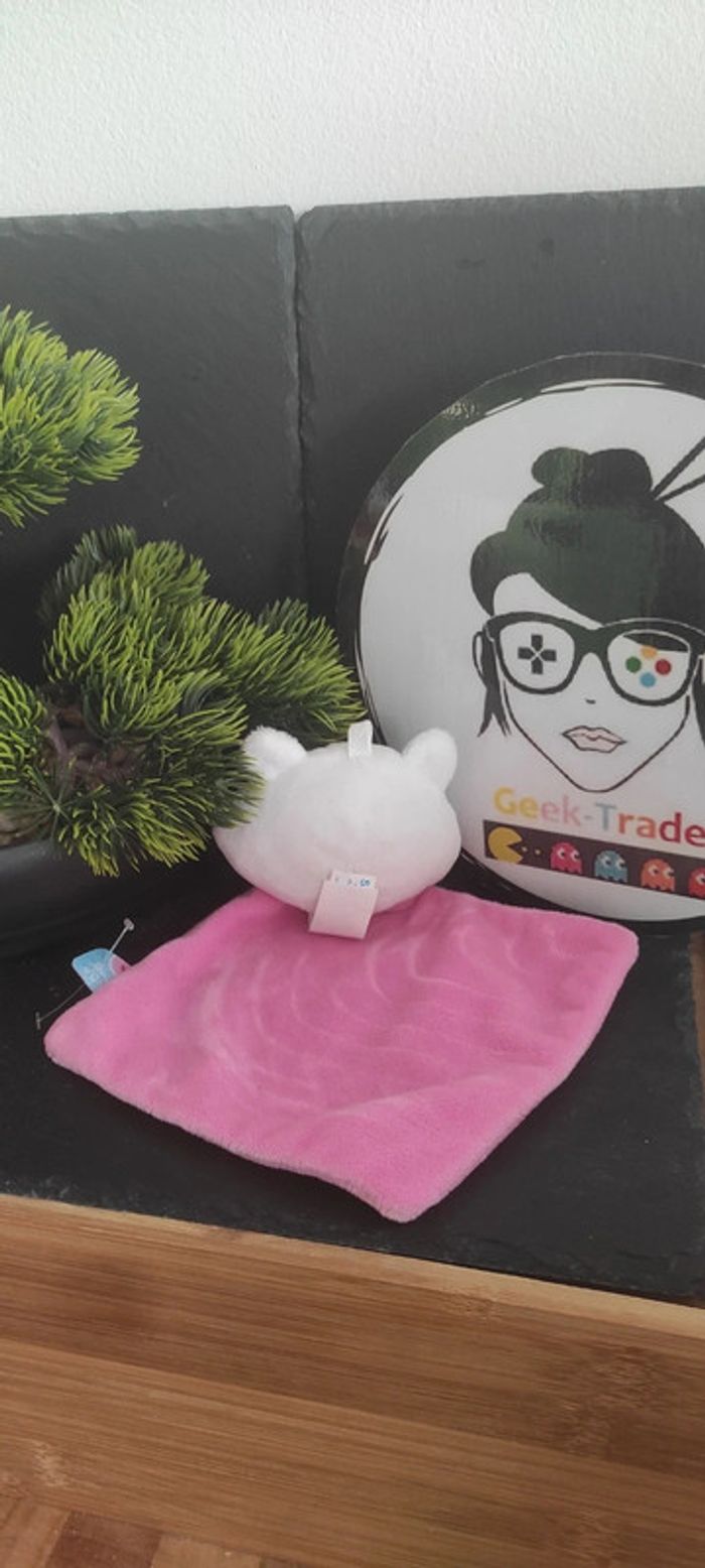 doudou sucre d'orge chat purs blanc rose pattes noeud  moustache Losange Gris - photo numéro 2