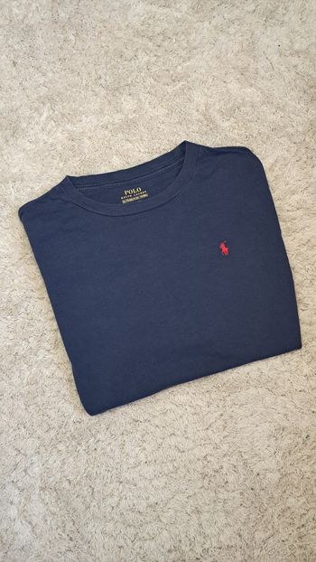 T shirt à manche longue Ralph Lauren bleu marine logo rouge XL 