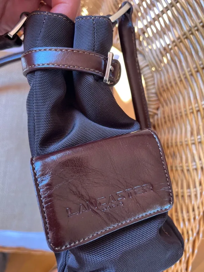 Sac vintage Lancaster marron toile et cuir  état neuf [ref 2508SBr191] - photo numéro 17