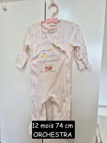 Orchestra Dors-bien en jersey print fruits pour bébé fille 12 mois 74 cm pyjama