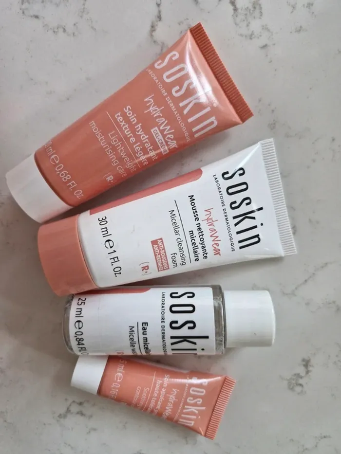 Lot 4 mini produits Soskin routine skincare format voyage