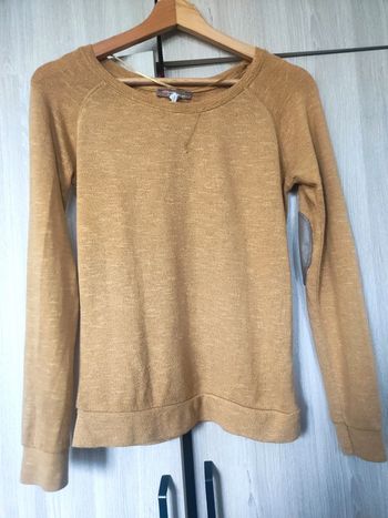 Pull jaune moutarde coudes simili cuir t M Bershka