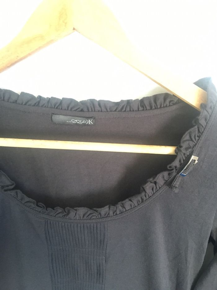Haut t-shirt blouse tunique manche longue DDP léger avec noeud - photo numéro 2