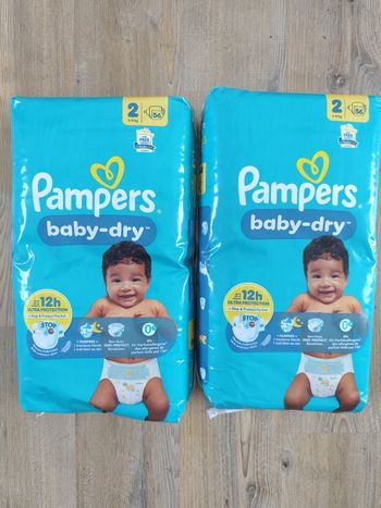 112 couches culottes bébé Pampers baby dry taille 2