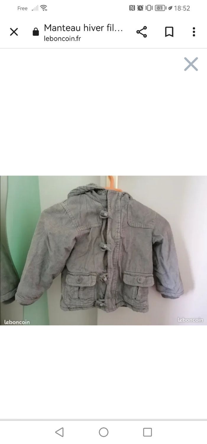 Manteau chaud mixte hiver bébé 2 ans - photo numéro 2