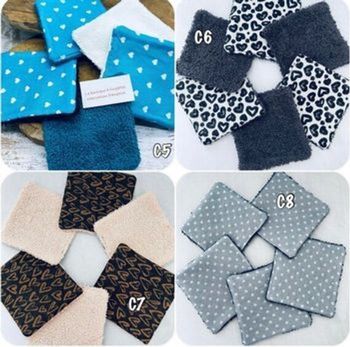 Lingettes lavable lot de 6 en éponge coton