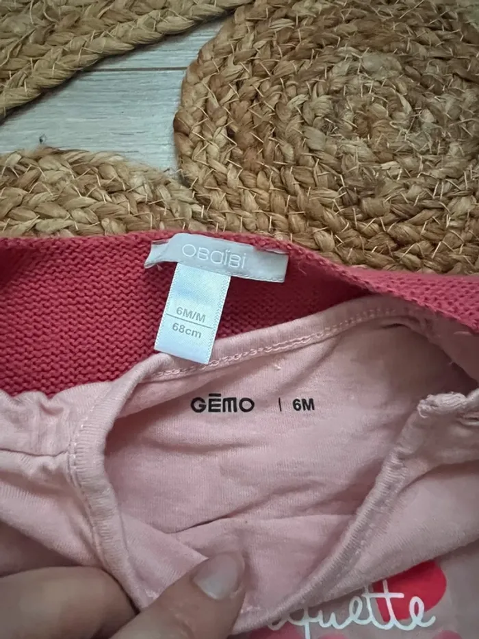 Ensemble veste obaïbi t-shirt Gemo fille 6 mois - photo numéro 2