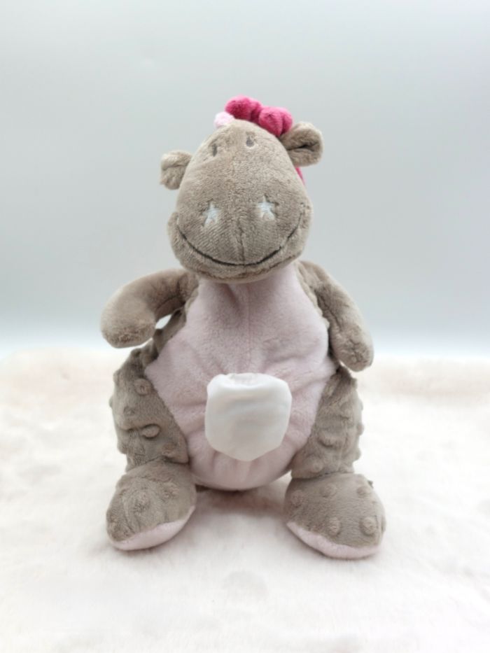 Doudou NOUKIE’S peluche dragon Victoria gris rose mauve 2011 27 cm pas hochet !