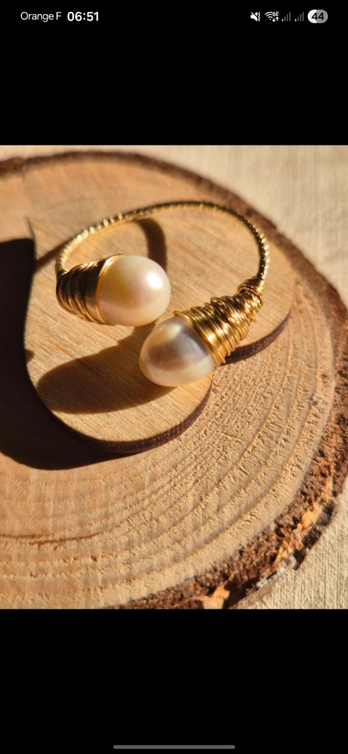 Bague perle de culture doré | Idée cadeau - photo numéro 6