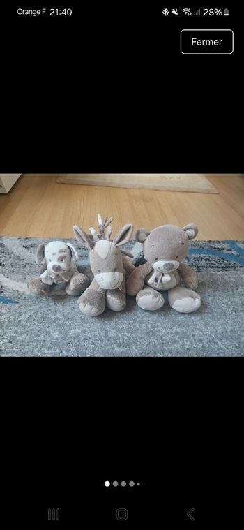 Lot peluche Max, Noa et Tom de chez Nattou