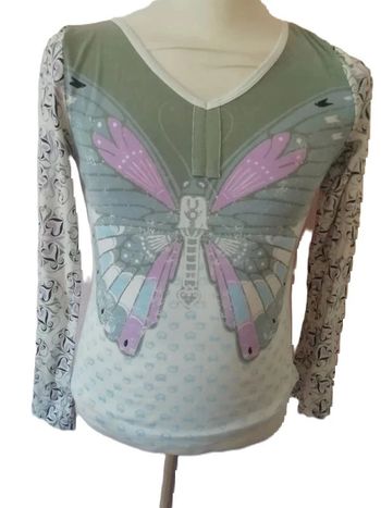 Tee shirt Bohème Zara manches longues Taille L  crème multicouleurs