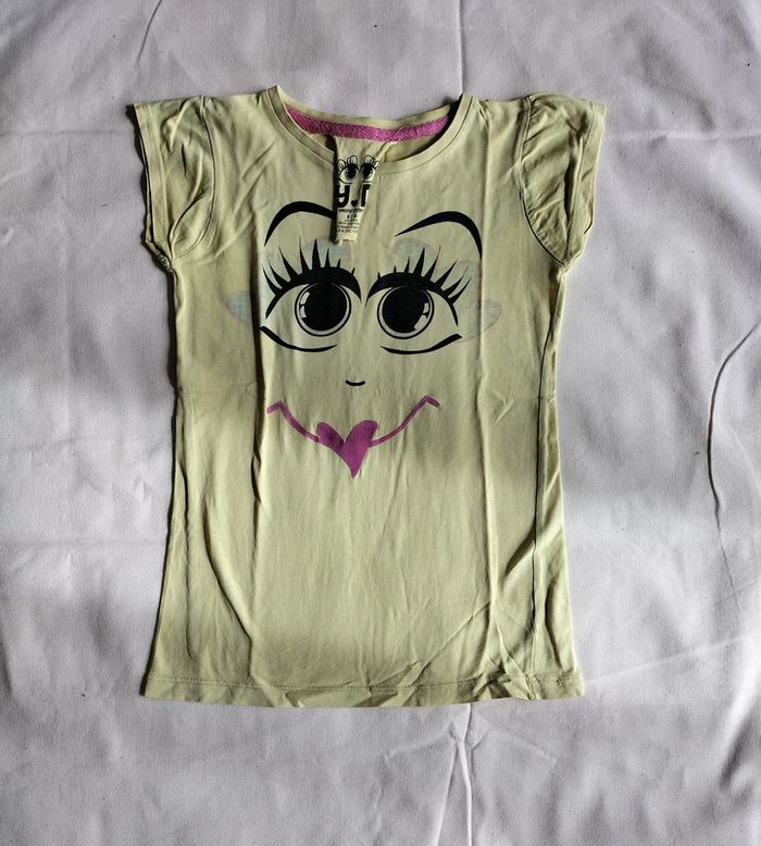 Tshirt jaune manches courtes fille 8 ans