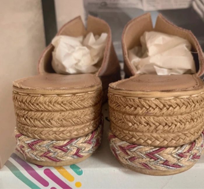Mules sandales corde cuir véritable daim pointure 39 - photo numéro 2