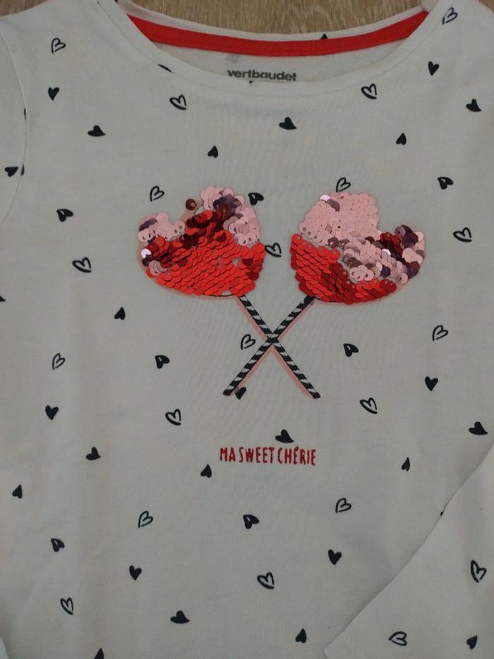 Tee-shirt cœurs à sequins réversibles Vertbaudet - photo numéro 2