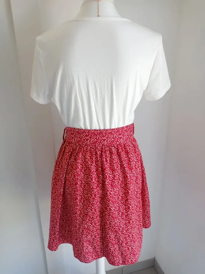 Robe bicolore rouge et blanche bi-matière imprimé fantaisie avec ceinture intégrée T.M Cupshe - photo numéro 4