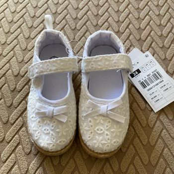 Babies fille en toile unie façon dentelle anglaise blanc