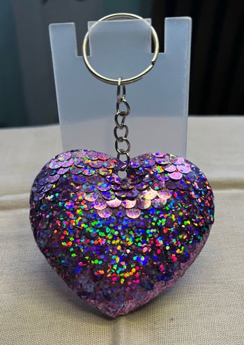 Porte clé coeur sequin