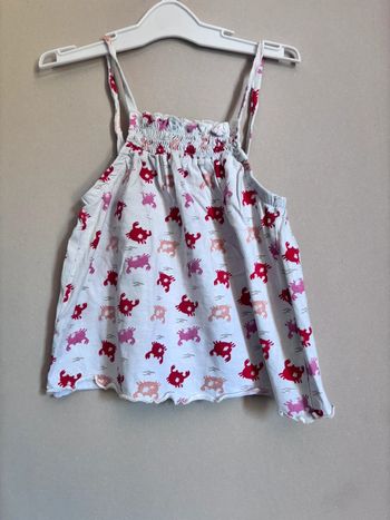 🌻Débardeur bretelle blanc à motif crabe 4 ans 🌻
