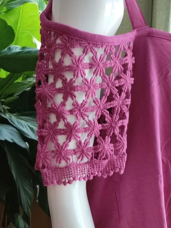 T-shirt macramé violine - photo numéro 4
