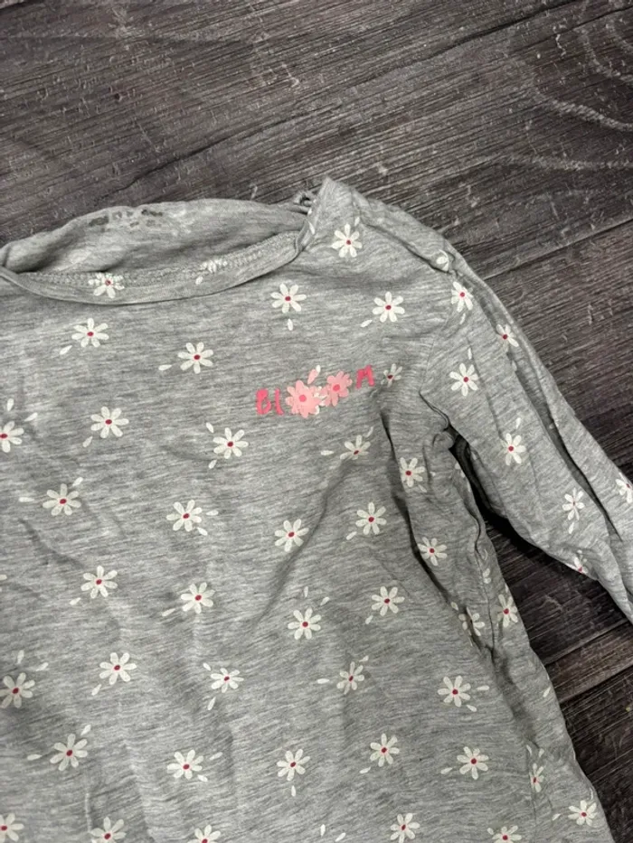 Pyjama fille 3 ans gris fleur - photo numéro 2