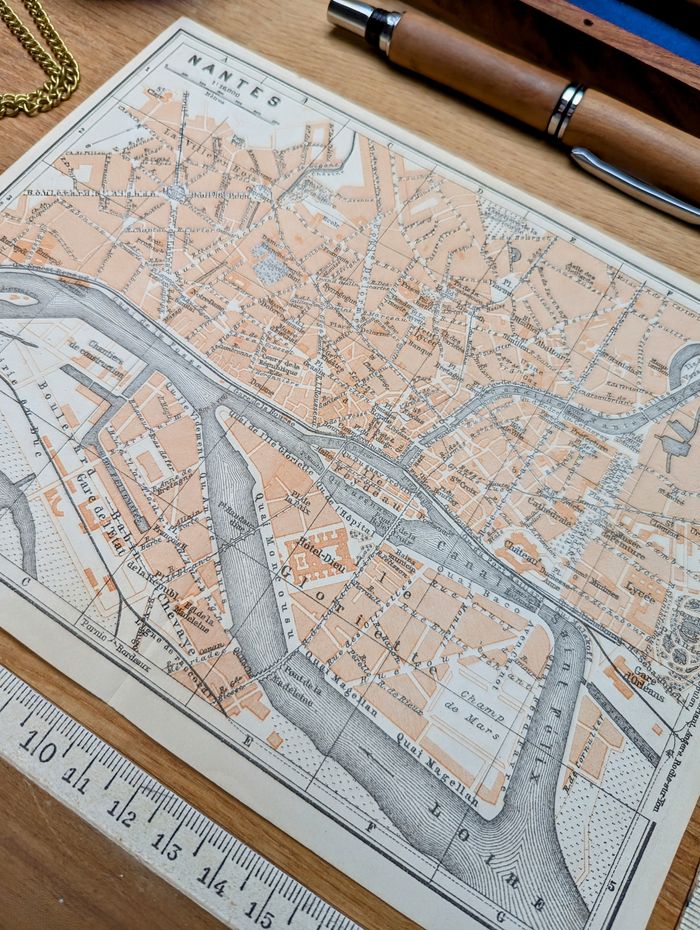 Imprimée en 1902, plan de Nantes, Loire-Atlantique. Original Vintage Authentique. - photo numéro 9