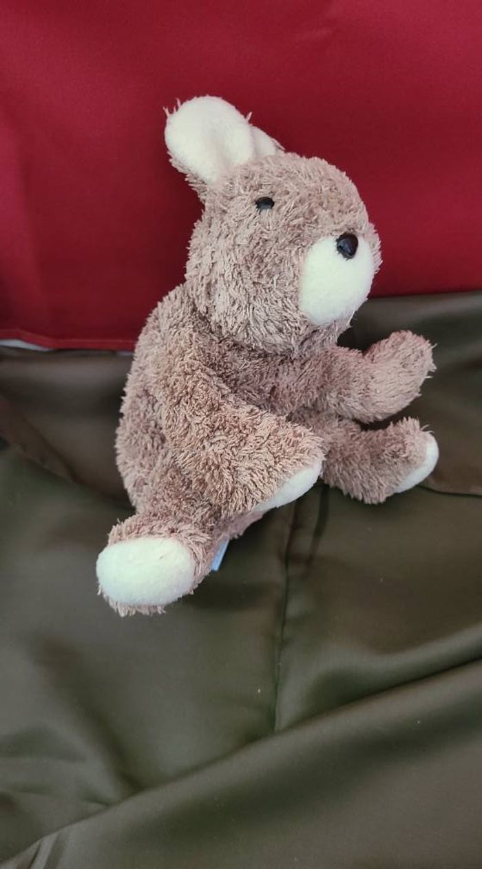 Doudou peluche Lapin beige blanc 20 cm Nounours - photo numéro 2