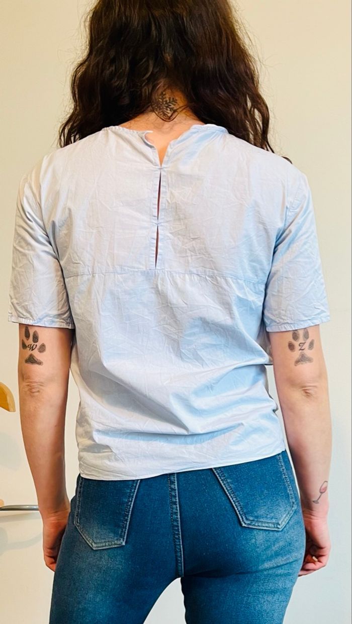 Top bleu clair Promod avec lien à nouer - Taille 34 - Très bon état - photo numéro 2
