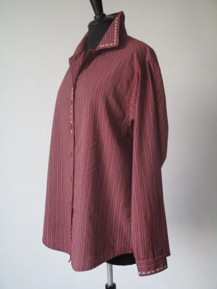 Chemise vintage rayée rouge/bordeaux 44 TBE - photo numéro 6