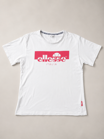 T-shirt Ellesse blanc XL logo rouge manches courtes homme