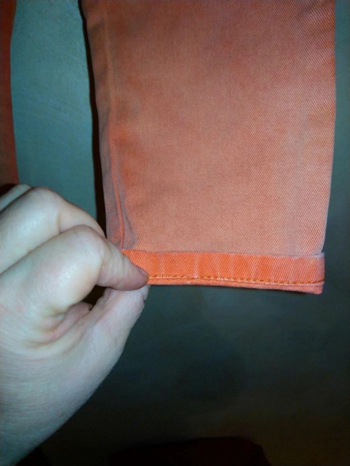 Superbe jeans orange bicolore ikks taille 12 mois - photo numéro 5