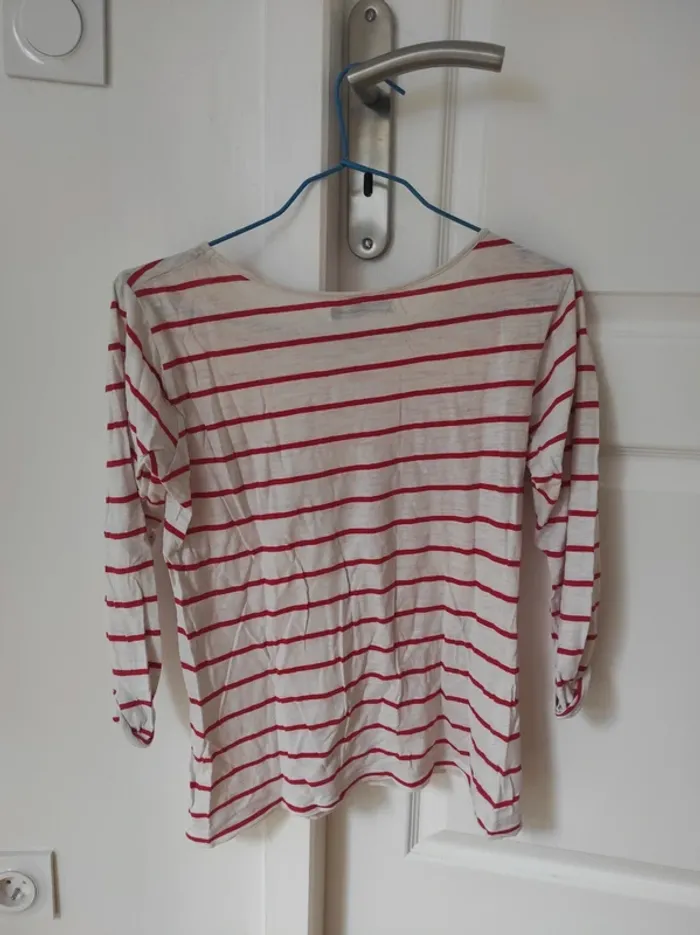 Marinière blanche et rouge manches 3/4 - photo numéro 5