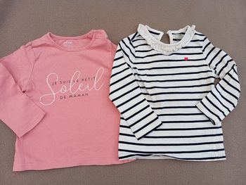 🏷️ Lot 2 T-shirts Manches Longues Fille - 24 mois