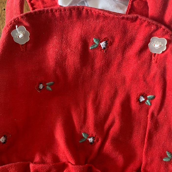Robe bretelles rouge broderies coquelicots - photo numéro 7